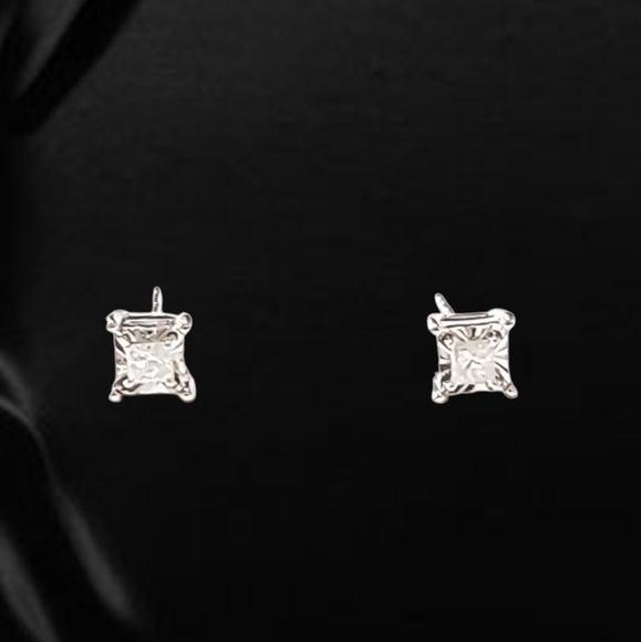 14K White Gold Convertible Cross Pendant with Natural Diamonds & Stud Earring